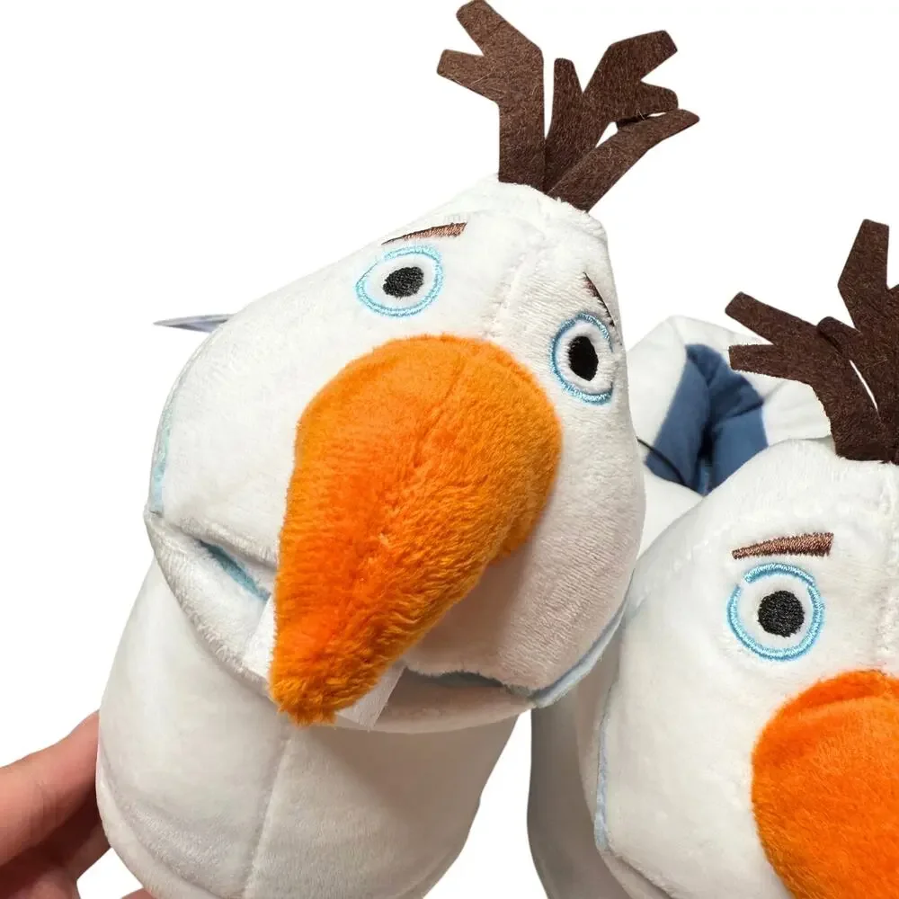 Ground Up Disney Frozen Olaf Snowman 3D Slip-On Plush Slippers Size 4 White New